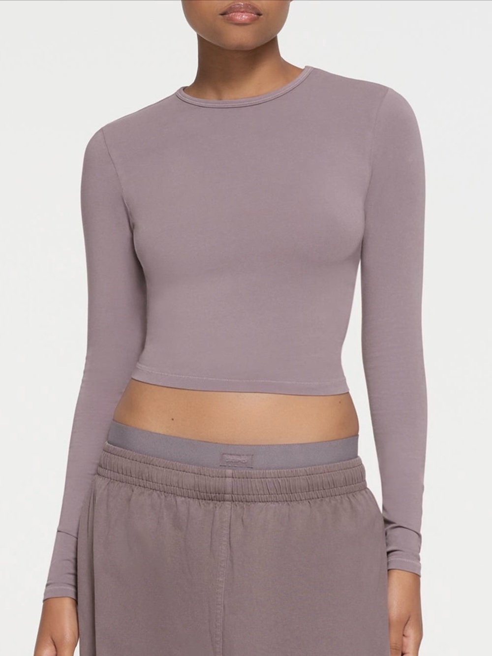 Skims Vintage Long Sleeve Cropped Top T-Shirt Extra Large Purple Zinc